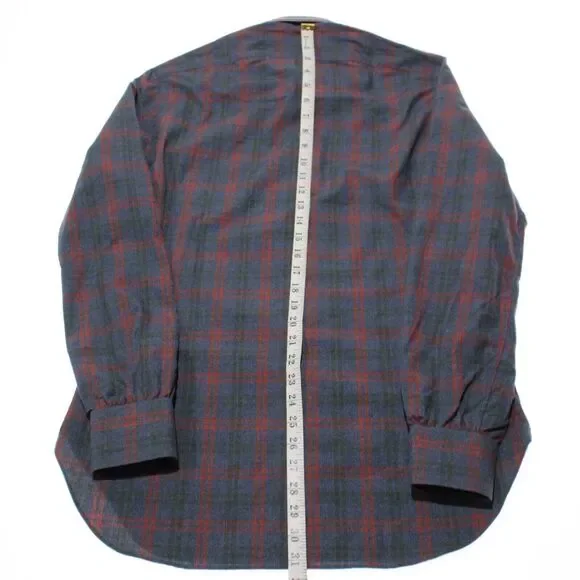 Kiton NWOT Dress Shirt Size 15 / 38 In Blue, Red, & Green Check 100% Cotton - Picture 6 of 12